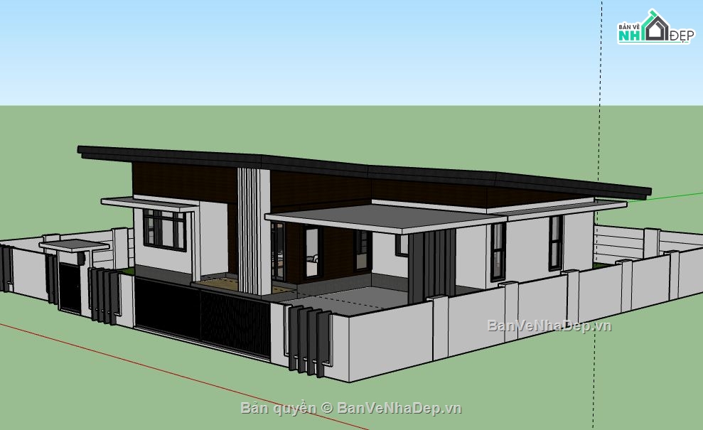 Biệt thự 1 tầng,Model su biệt thự 1 tầng,biệt thự 1 tầng file su