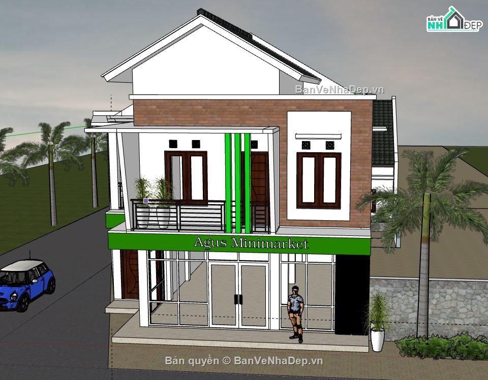 Biệt thự  2 tầng,model su biệt thự 2 tầng,biệt thự 2 tầng model su,file sketchup biệt thự 2 tầng,sketchup biệt thự 2 tầng,thiết kế biệt thự 2 tầng đẹp