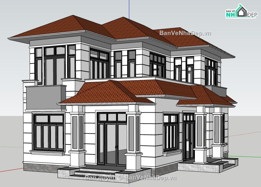 biệt thự 2 tầng,model su biệt thự,file su biệt thự