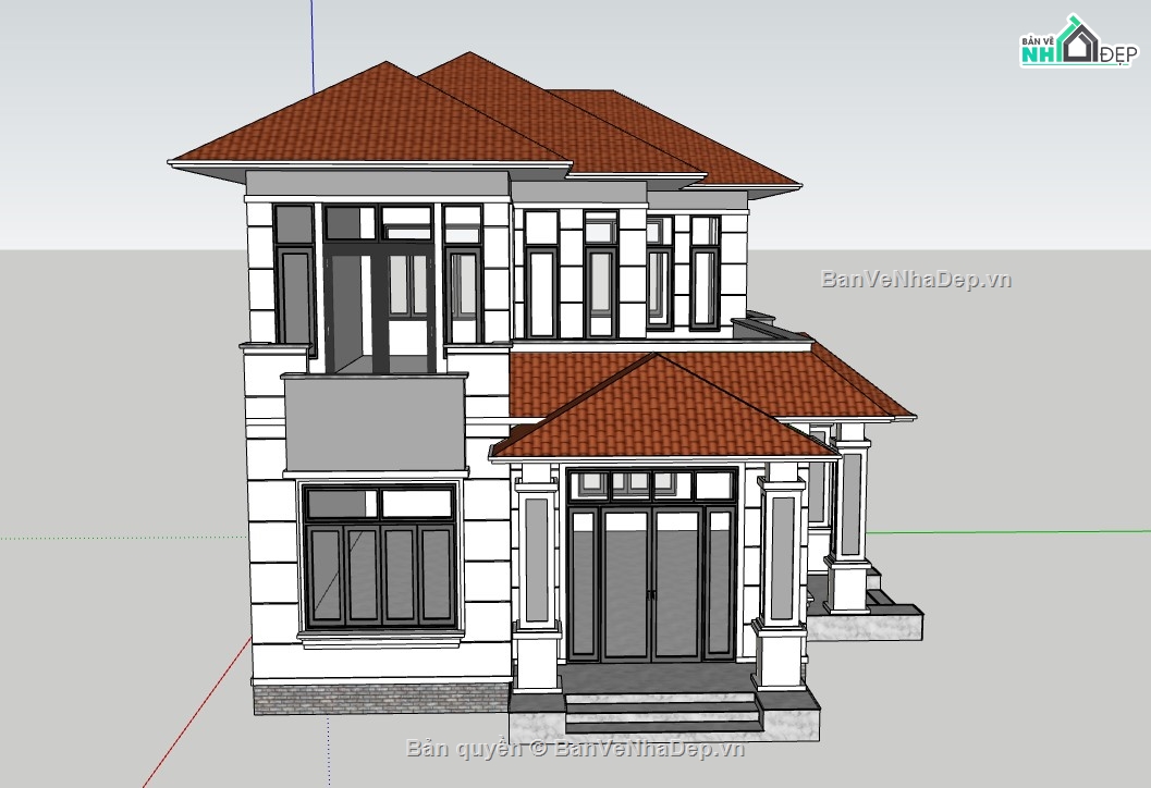 biệt thự 2 tầng,model su biệt thự,file su biệt thự