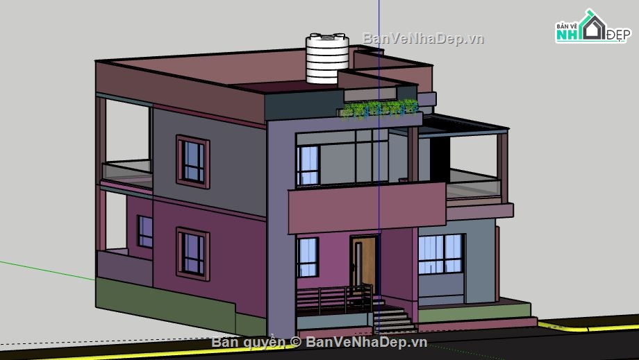 Biệt thự 2 tầng,model su biệt thự 2 tầng,biệt thự 2 tầng file su