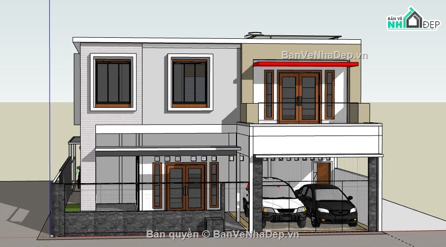 Biệt thự 2 tầng,model su biệt thự 2 tầng,biệt thự 2 tầng file su,sketchup biệt thự 2 tầng,nhà biệt thự 2 tầng file su