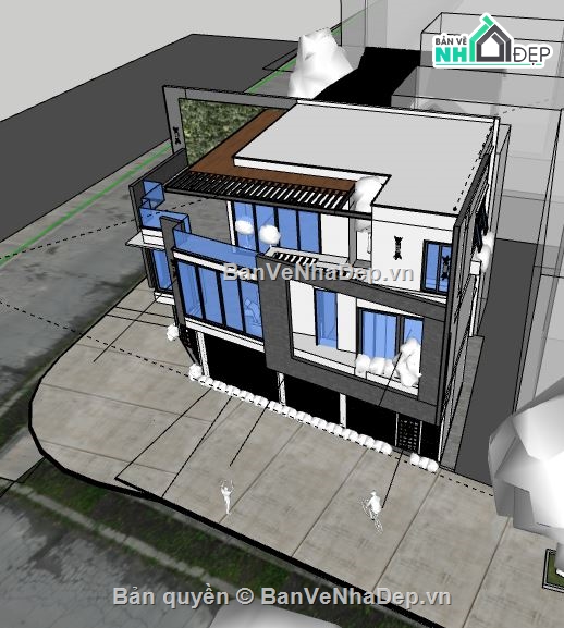 Biệt thự 2 tầng,model su biệt thự 2 tầng,file sketchup biệt thự 2 tầng