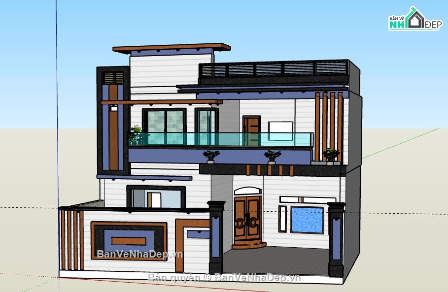 Biệt thự 2 tầng,model su biệt thự 2 tầng,file sketchup biệt thự 2 tầng