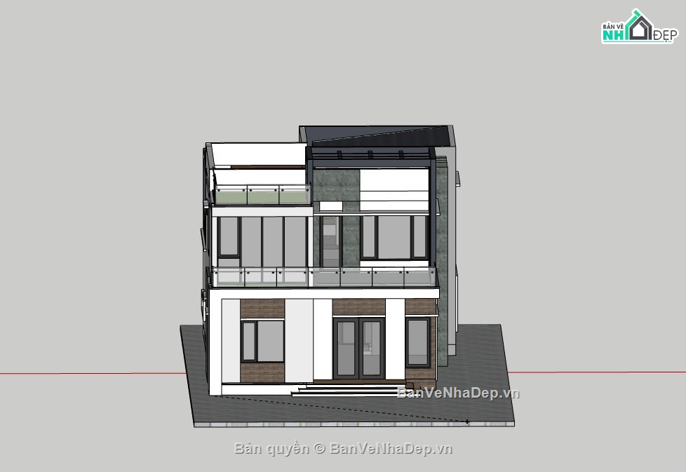 Biệt thự 2 tầng,Model su biệt thự 2 tầng,sketchup biệt thự 2 tầng