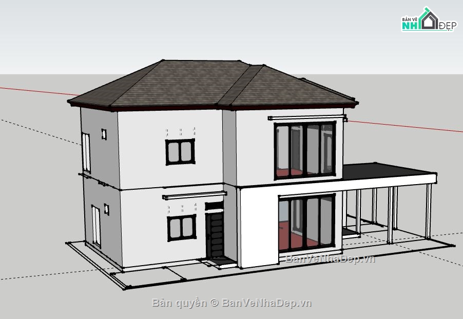 Biệt thự 2 tầng,model su biệt thự 2 tầng,biệt thự 2 tầng sketchup