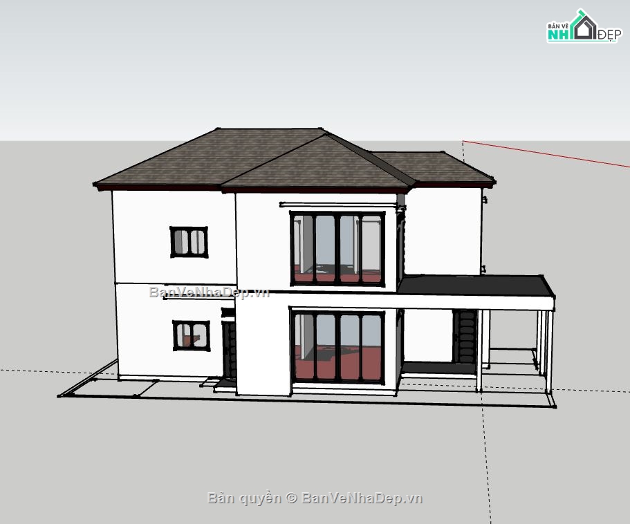 Biệt thự 2 tầng,model su biệt thự 2 tầng,biệt thự 2 tầng sketchup