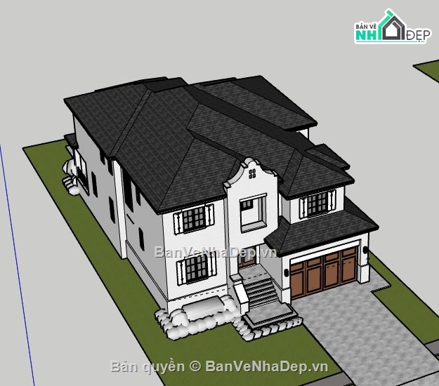 Biệt thự 2 tầng,model su biệt thự 2 tầng,biệt thự 2 tầng file sketchup