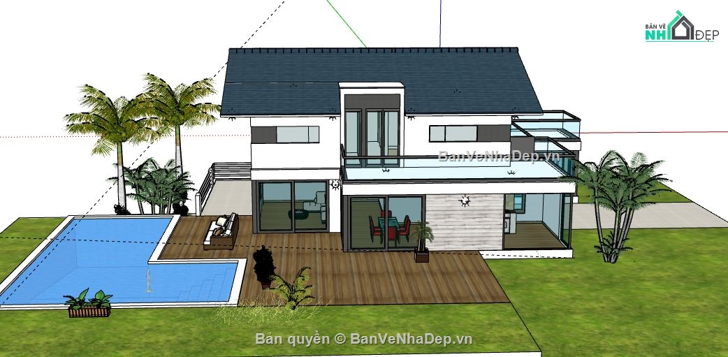 Biệt thự 2 tầng,model su biệt thự 2 tầng,biệt thự 2 tầng file su,file sketchup biệt thự 2 tầng,biệt thự 2 tầng model su