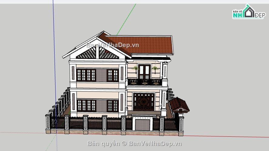 Biệt thự 2 tầng,model su biệt thự 2 tầng,file sketchup biệt thự 2 tầng