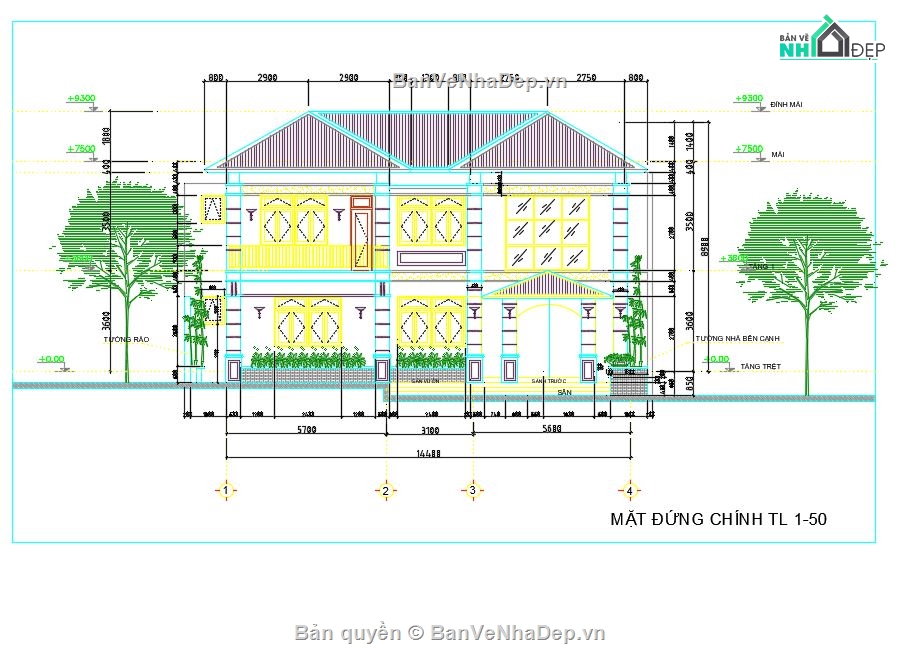 biệt thự 2 tầng,cad biệt thự 2 tầng,autocad biệt thự 2 tầng,biệt thự 2 tầng cad
