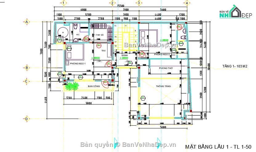 biệt thự 2 tầng,cad biệt thự 2 tầng,autocad biệt thự 2 tầng,biệt thự 2 tầng cad
