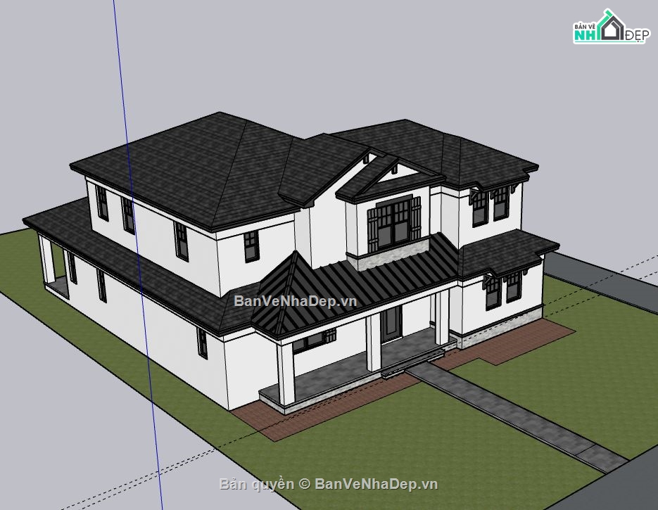 Biệt thự 2 tầng,Biệt thự,model su biệt thự 2 tầng