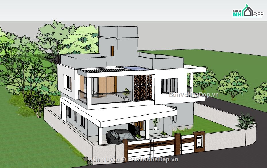 Biệt thự 2 tầng,model su biệt thự 2 tầng,file su biệt thự 2 tầng,sketchup biệt thự 2 tầng,biệt thự 2 tầng model su