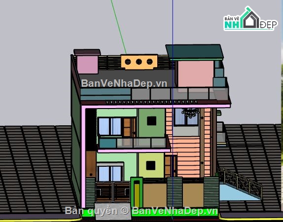 Biệt thự 2 tầng,file su biệt thự 2 tầng,sketchup biệt thự 2 tầng