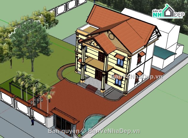 Biệt thự 2 tầng,Model su biệt thự 2 tầng,file su biệt thự 2 tầng