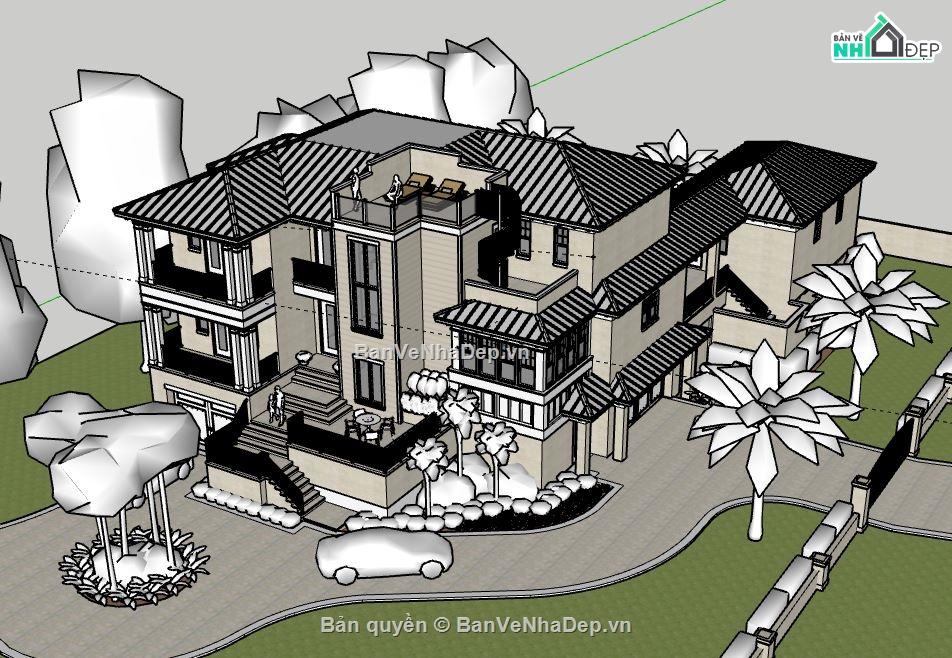 Biệt thự 2 tầng,model su biệt thự 2 tầng,file su biệt thự 2 tầng
