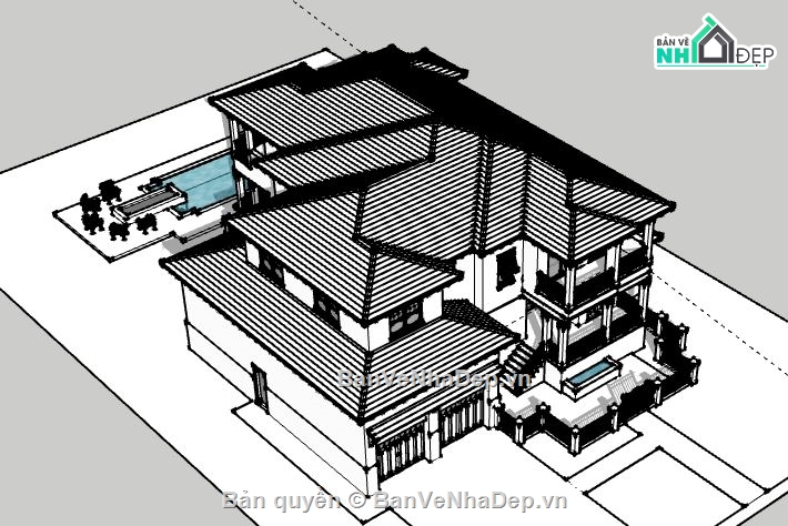 Biệt thự 2 tầng,model su biệt thự 2 tầng,biệt thự 2 tầng file su