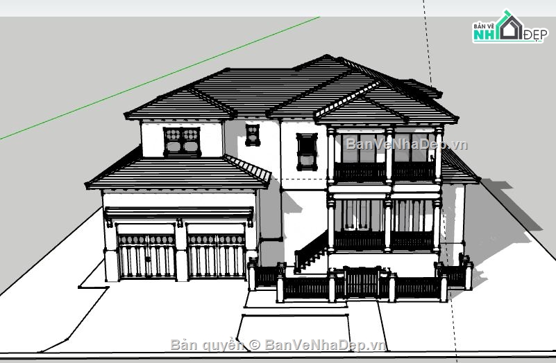 Biệt thự 2 tầng,model su biệt thự 2 tầng,biệt thự 2 tầng file su