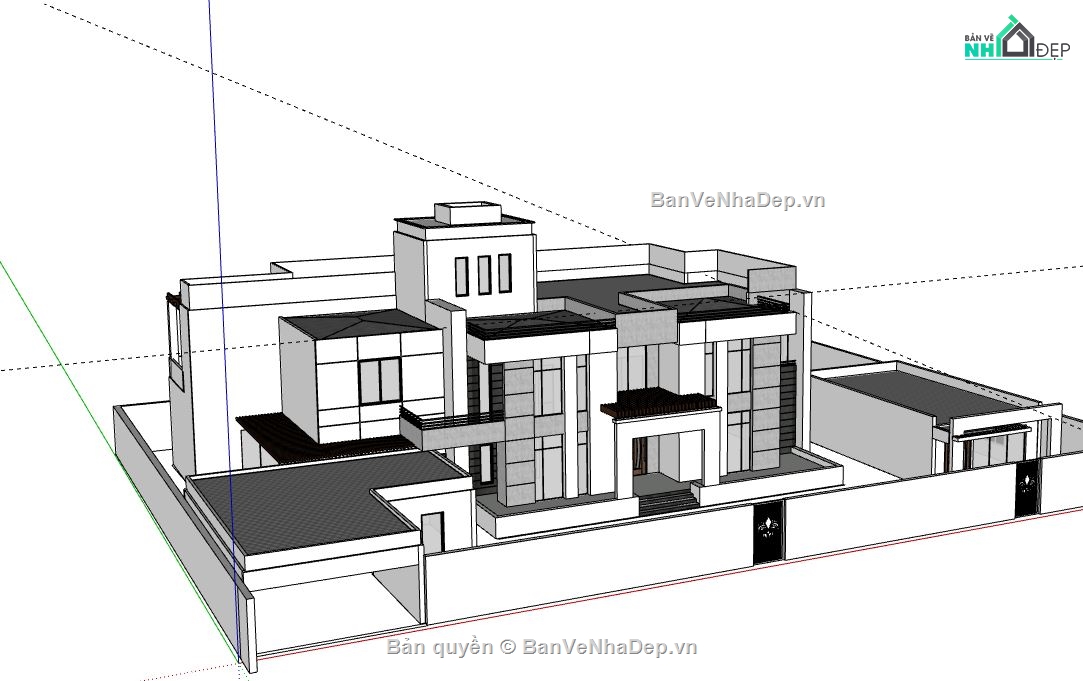 Biệt thự 2 tầng,model su biệt thự 2 tầng,biệt thự 2 tầng file su