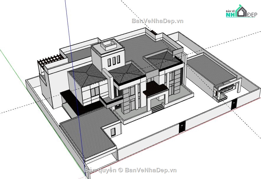 Biệt thự 2 tầng,model su biệt thự 2 tầng,biệt thự 2 tầng file su