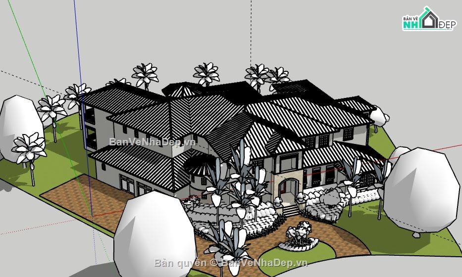 Biệt thự 2 tầng,model su biệt thự 2 tầng,biệt thự 2 tầng model su