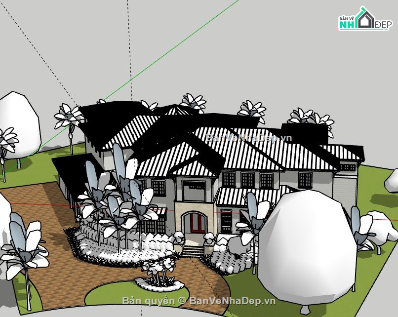 Biệt thự 2 tầng,model su biệt thự 2 tầng,biệt thự 2 tầng model su