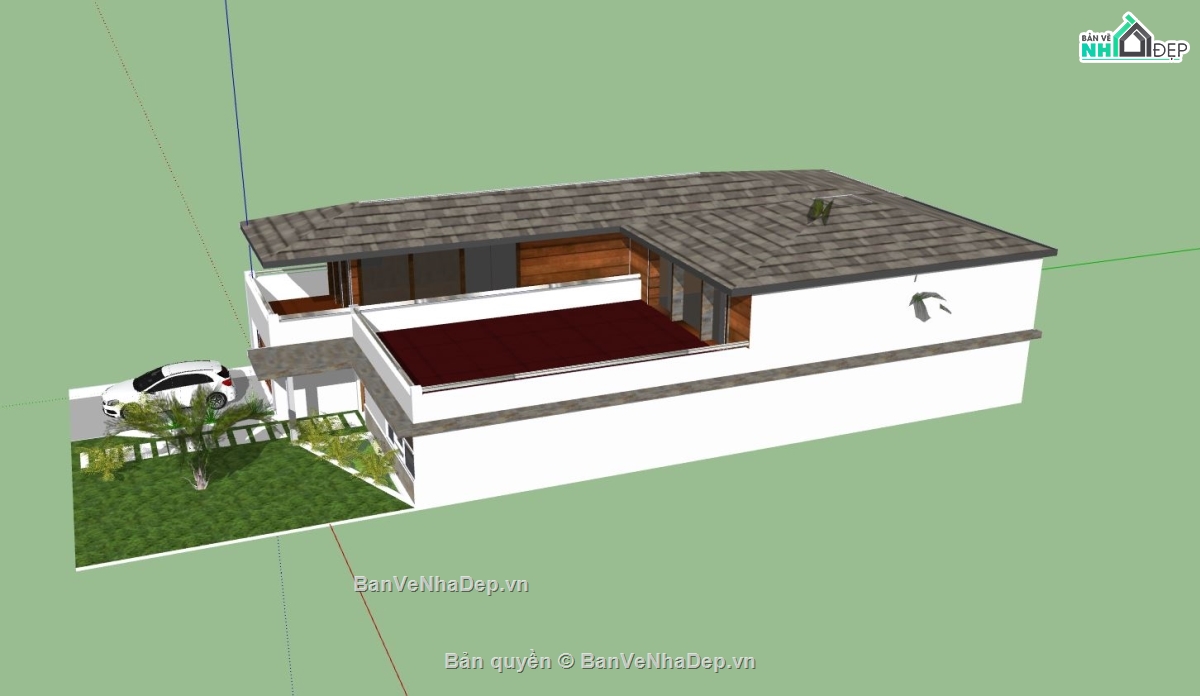 biệt thự 2 tầng,sketchup biệt thự,phối cảnh biệt thự,biệt thự nghỉ dưỡng