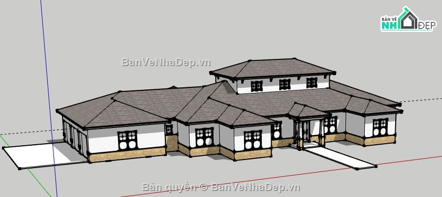 Biệt thự 2 tầng,model su biệt thự 2 tầng,file sketchup biệt thự 2 tầng