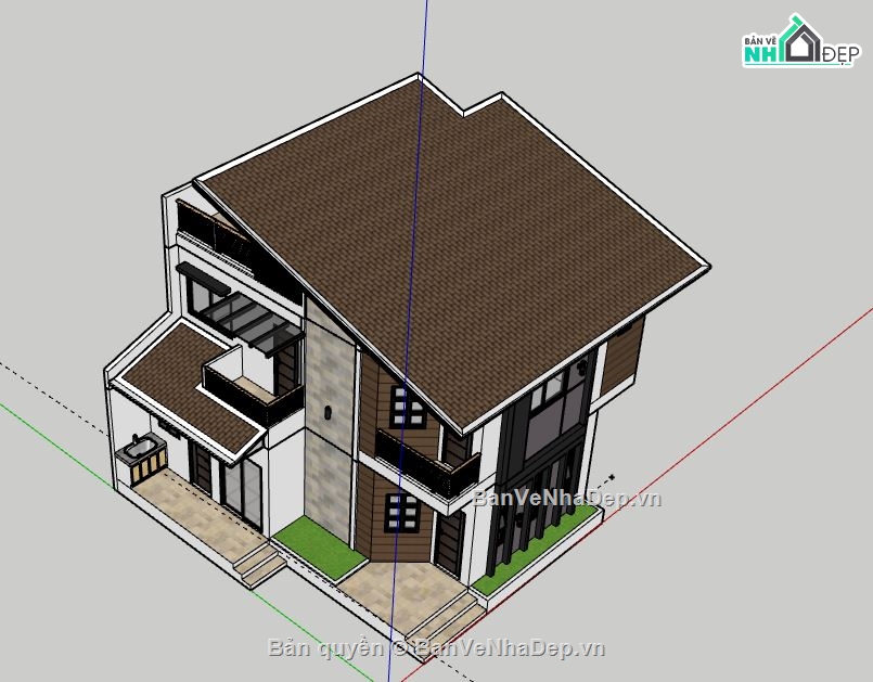 Biệt thự 2 tầng,model su biệt thự 2 tầng,biệt thự 2 tầng file su