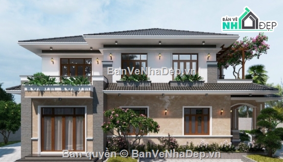 biệt thự 2 tầng cad,file cad biệt thự 2 tầng,biệt thự 2 tầng file cad