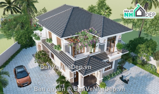 biệt thự 2 tầng cad,file cad biệt thự 2 tầng,biệt thự 2 tầng file cad
