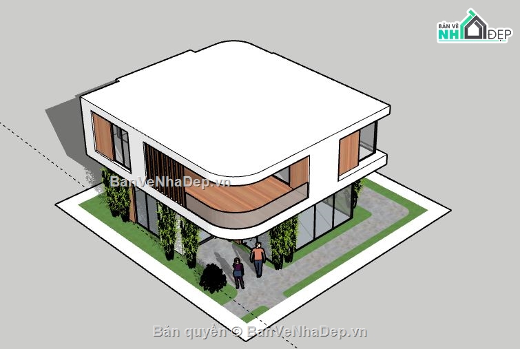 nhà biệt thự 2 tầng file sketchup,biệt thự 2 tầng,file su biệt thự 2 tầng