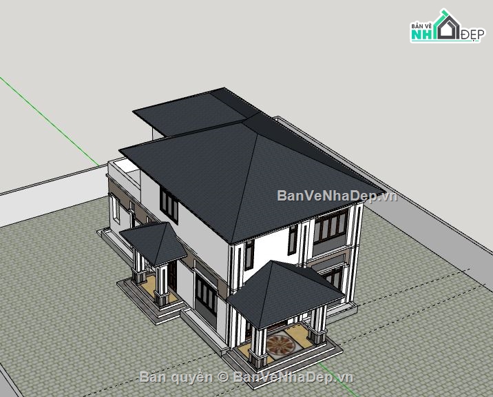 Biệt thự 2 tầng,Model su biệt thự 2 tầng,biệt thự 2 tầng file su