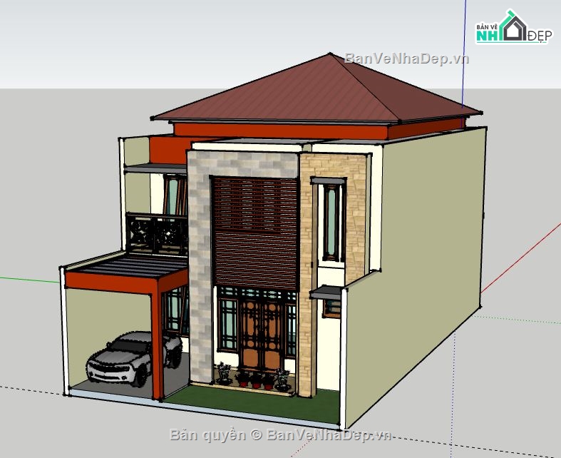 Biệt thự 2 tầng,model su biệt thự 2 tầng,file su biệt thự 2 tầng,sketchup biệt thự 2 tầng,biệt thự 2 tầng model su