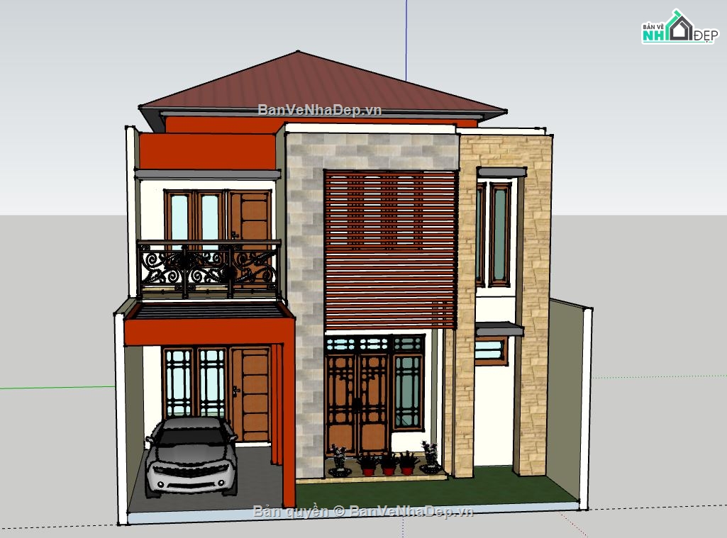 Biệt thự 2 tầng,model su biệt thự 2 tầng,file su biệt thự 2 tầng,sketchup biệt thự 2 tầng,biệt thự 2 tầng model su