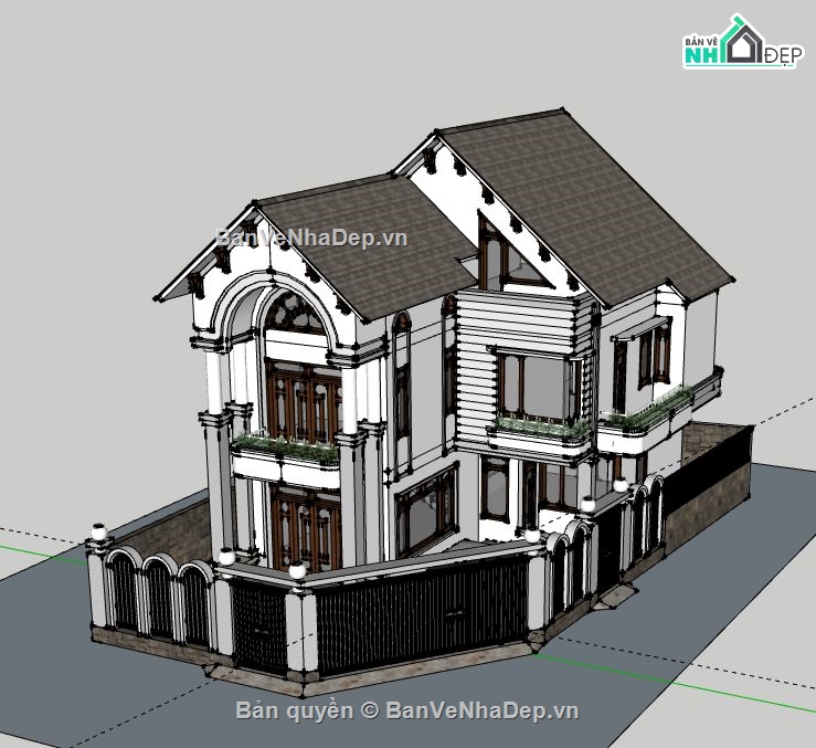 Biệt thự 2 tầng,model su biệt thự 2 tầng,file su biệt thự 2 tầng