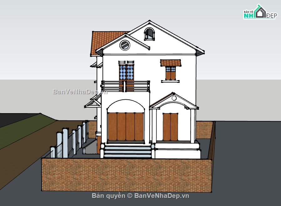 Biệt thự 2 tầng,model su biệt thự 2 tầng,biệt thự 2 tầng file su,sketchup biệt thự 2 tầng