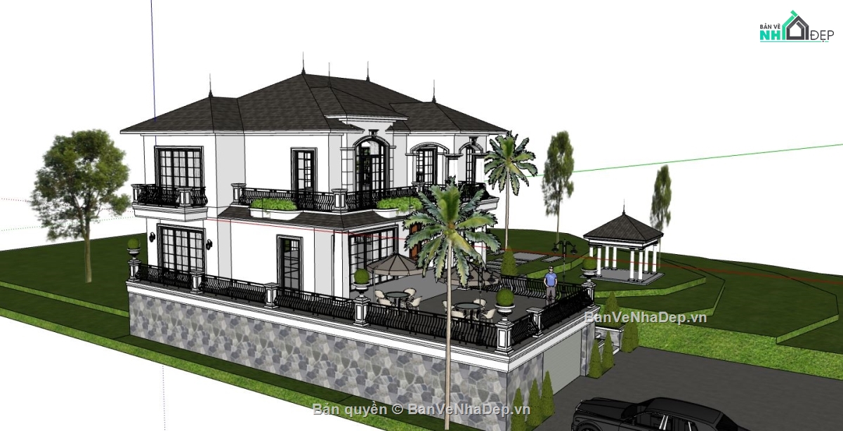 file su biệt thự,biệt thự 2 tầng,model su biệt thự