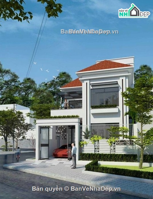 biệt thự đẹp 2 tầng,sketchup biệt thự 2 tầng,biệt thự 2 tầng đẹp