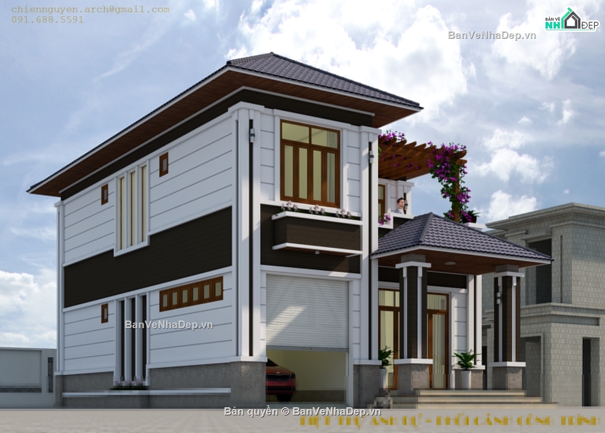 biệt thự 2 tầng,bản vẽ biệt thự 2 tầng,su biệt thự 2 tầng,biệt thự 2 tầng 8.3x15.6m