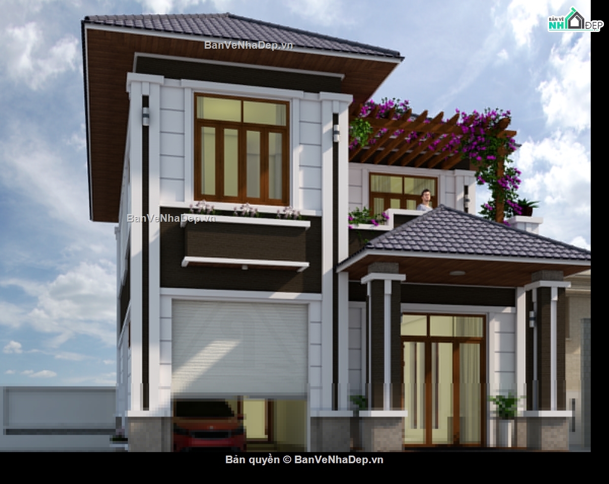 biệt thự 2 tầng,bản vẽ biệt thự 2 tầng,su biệt thự 2 tầng,biệt thự 2 tầng 8.3x15.6m