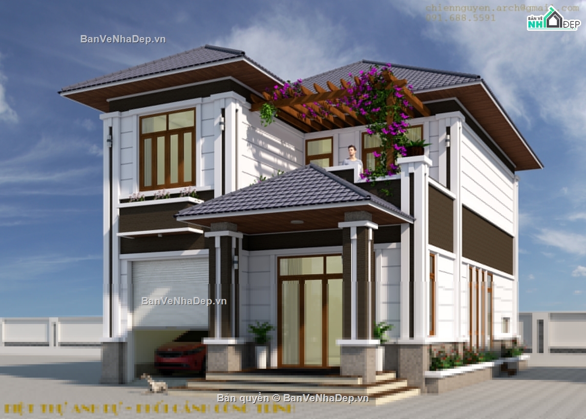 biệt thự 2 tầng,bản vẽ biệt thự 2 tầng,su biệt thự 2 tầng,biệt thự 2 tầng 8.3x15.6m