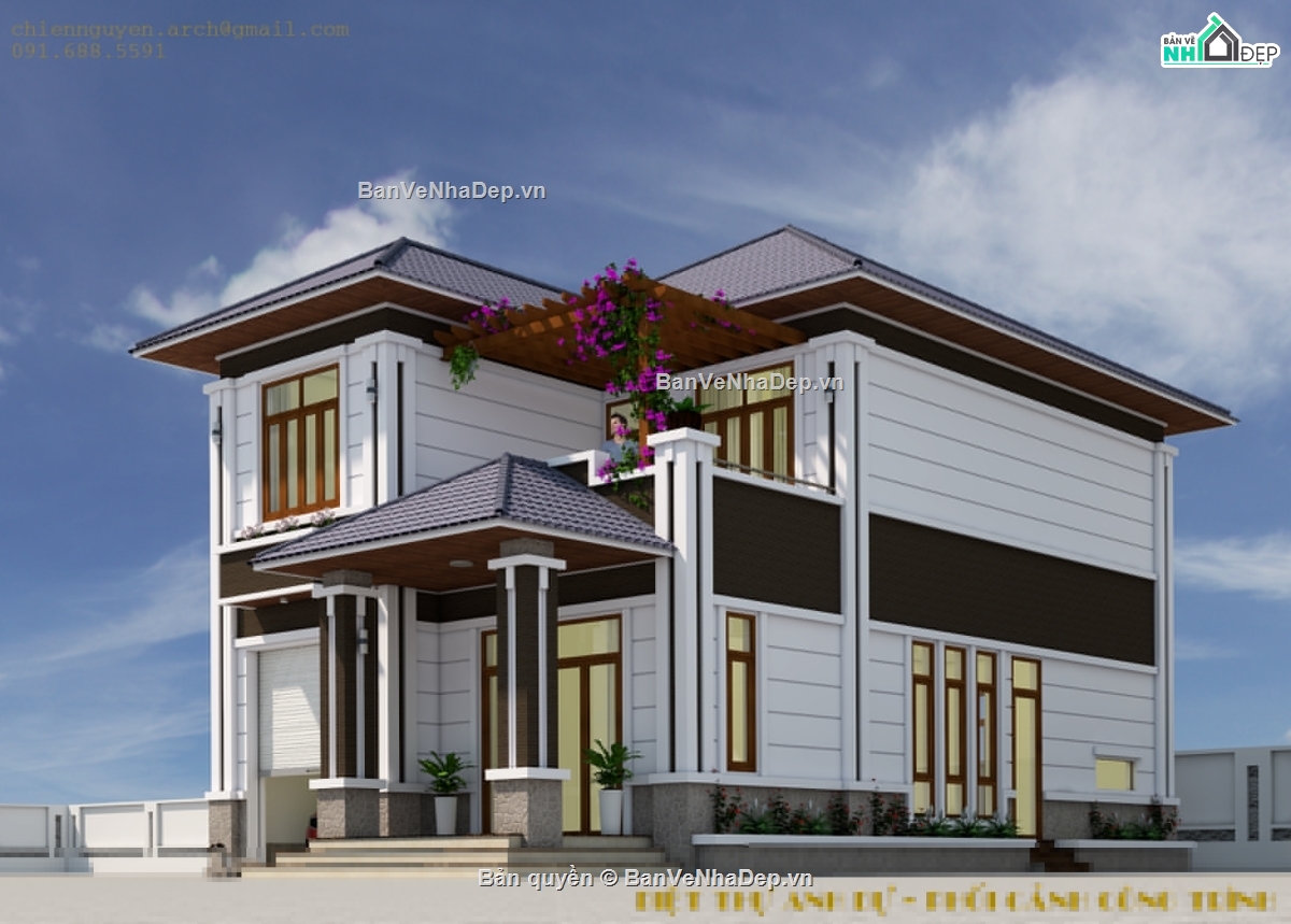 biệt thự 2 tầng,bản vẽ biệt thự 2 tầng,su biệt thự 2 tầng,biệt thự 2 tầng 8.3x15.6m