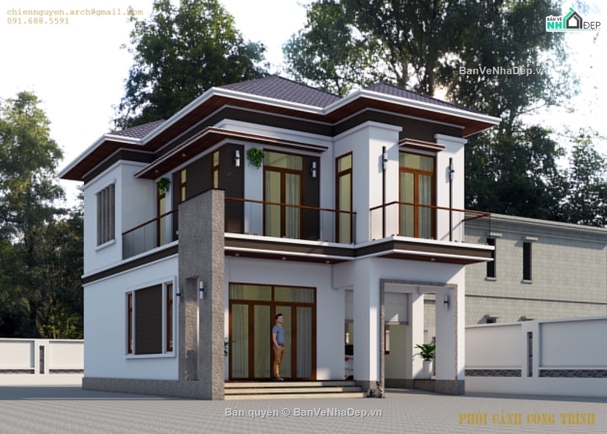 biệt thự 2 tầng,biệt thự 2 tầng mái thái,su biệt thự 2 tầng,biệt thự 2 tầng 8x11m