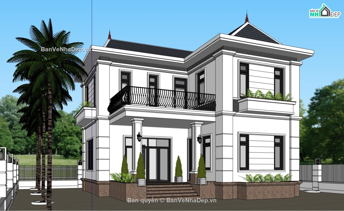 biệt thự 2 tầng,Biệt thự,model biệt thự