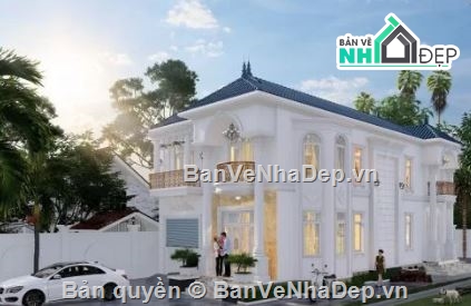 biệt thự 2 tầng,cad biệt thự 2 tầng,bản vẽ autocad biệt thự 2 tầng.,mẫu biệt thự 2 tầng cad