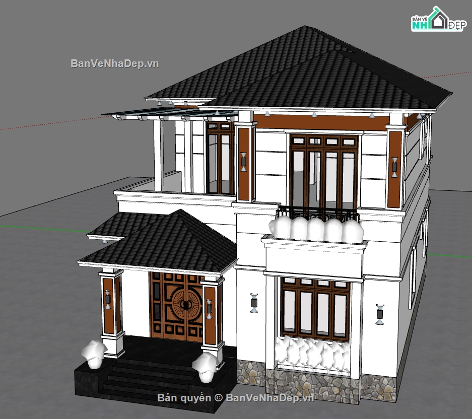 file su biệt thự  2 tầng,model su biệt thự,file sketchup  biệt thự  2 tầng,model sketchup  biệt thự  2 tầng