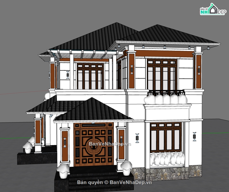 file su biệt thự  2 tầng,model su biệt thự,file sketchup  biệt thự  2 tầng,model sketchup  biệt thự  2 tầng