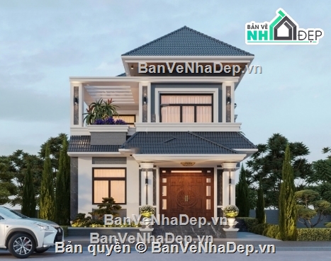 biệt thự 2 tầng,cad biệt thự 2 tầng,file cad biệt thự 2 tầng